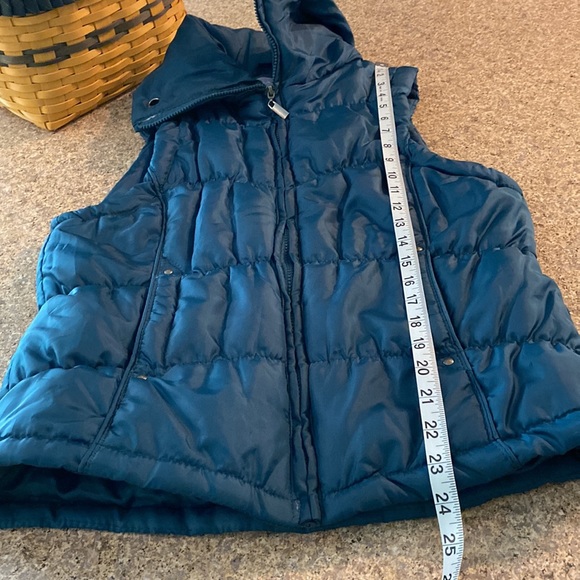 Laura Scott Teal Blue / Green Puffer Vest Zip Up Large - Picture 7 of 16
